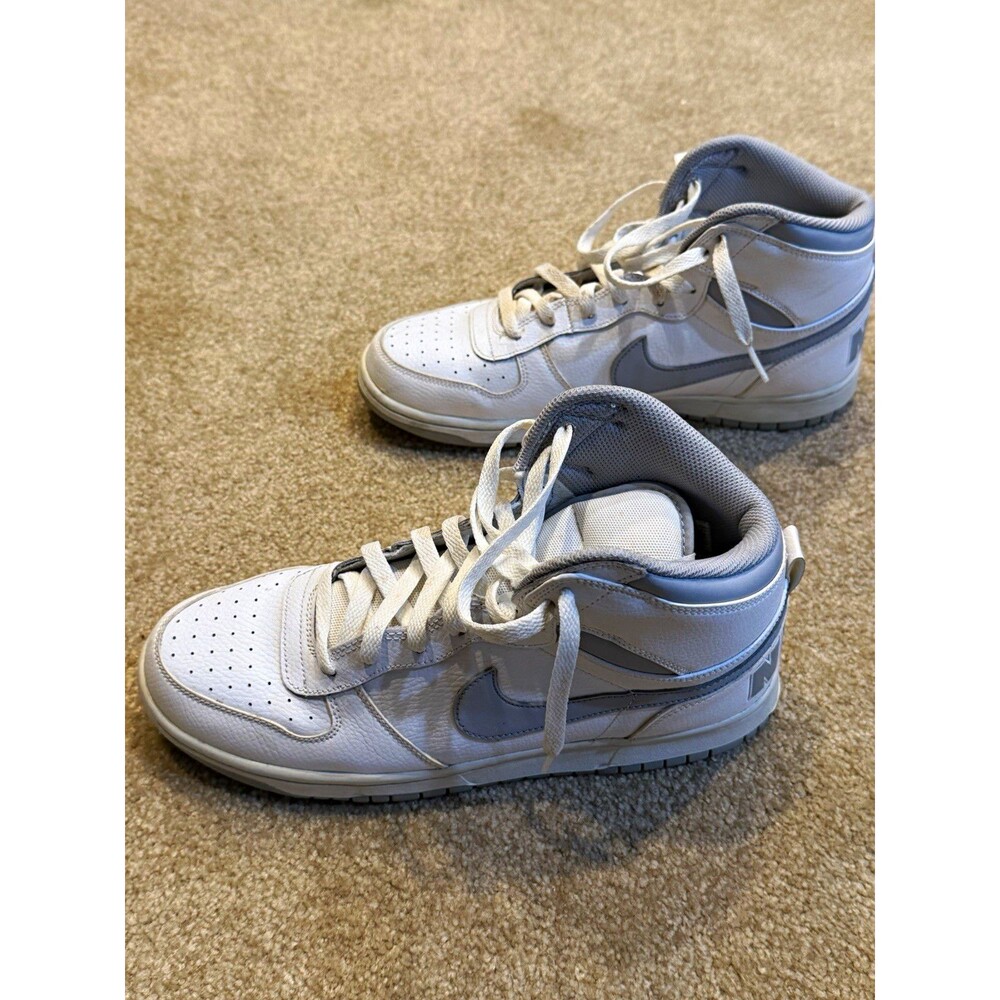 Nike Big Nike High White/Wolf Grey High Top Leather Lace Up Sneakers 336608-118
